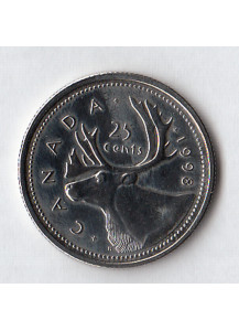 1998 - CANADA Quarto di Dollaro Renna Poco Circolato